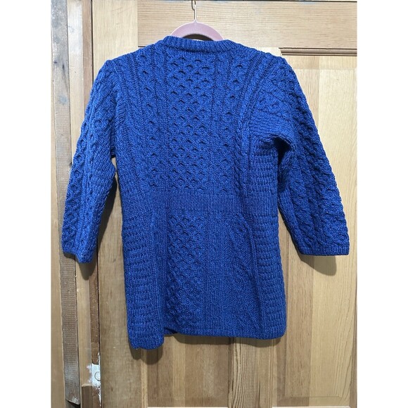 Kilronan Knitwear Sweater Cardigan Wool Ireland Cable Knit Royal Blue‎ Womens XS - Picture 2 of 5